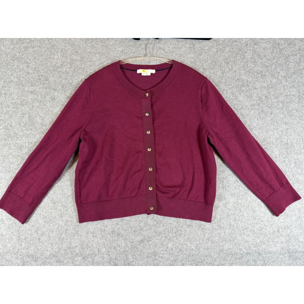 Boden Cardigan Women Medium Burgundy Good Cotton Blend Button Front K0104